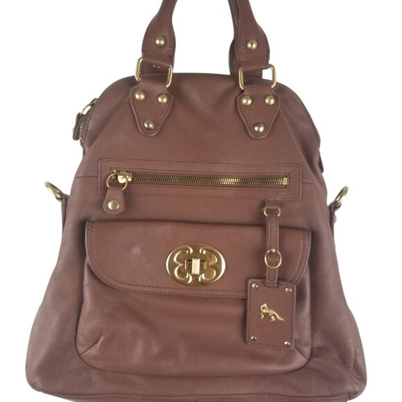 Emma Fox Brown Leather Shoulder Crossbody Bag Fold-over Satchel - Picture 1 of 16